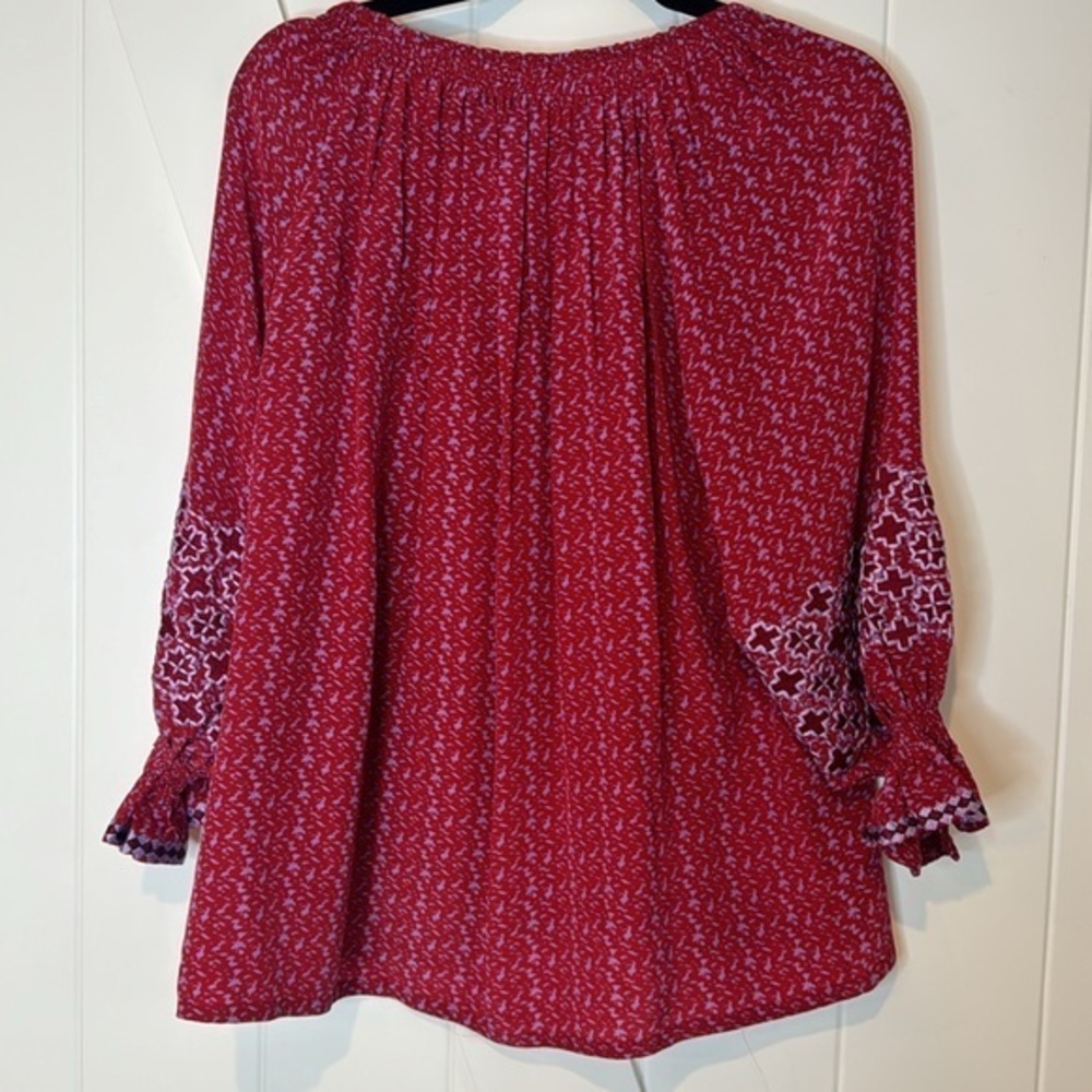 Rungolee 100% Silk Embroidered boho peasant blouse size Small - Picture 9 of 14